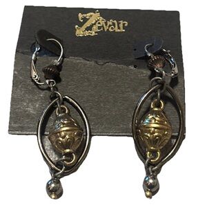 NWT Zevar by Treska Boho Tribal Gold and Silver Ornate Drop Earrings